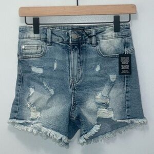 "NWT"Kendall & Kylie The Icon Short‎ Distressed Denim Cutoffs Light Wash S 1/25